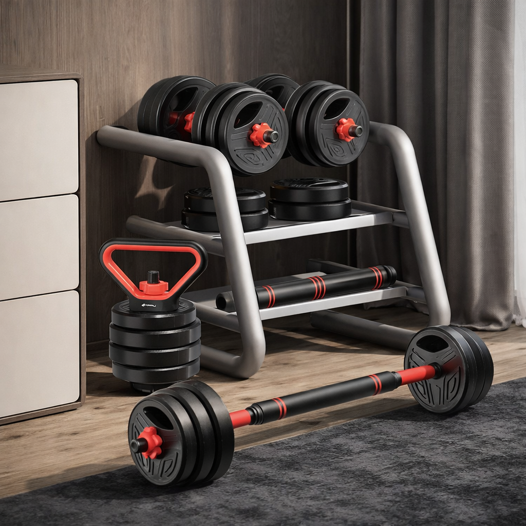PowerFlex Set Adjustable Dumbbell & Barbell Set for Complete Home Workouts
