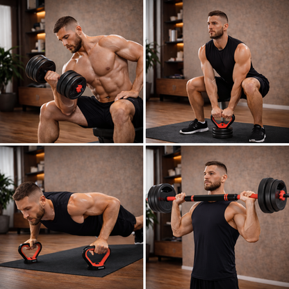 PowerFlex | 3-in-1 Adjustable Dumbbell and Barbell Set