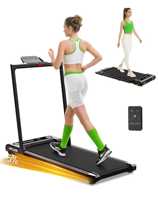 2-in-1 Folding Treadmill With LED Screen Electric Walking Pad for Home Gym Use Without Heart Rate Test