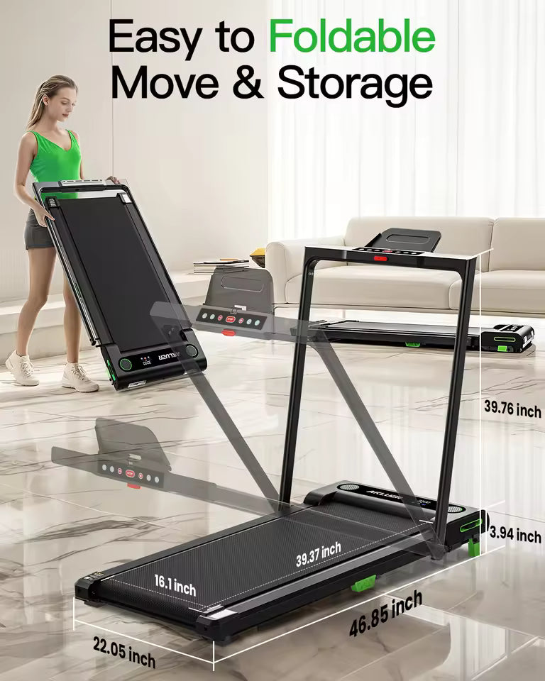 2-in-1 Folding Treadmill With LED Screen Electric Walking Pad for Home Gym Use Without Heart Rate Test