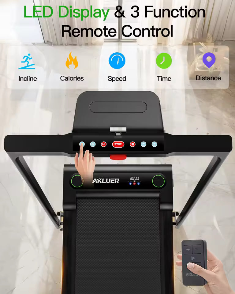 2-in-1 Folding Treadmill With LED Screen Electric Walking Pad for Home Gym Use Without Heart Rate Test