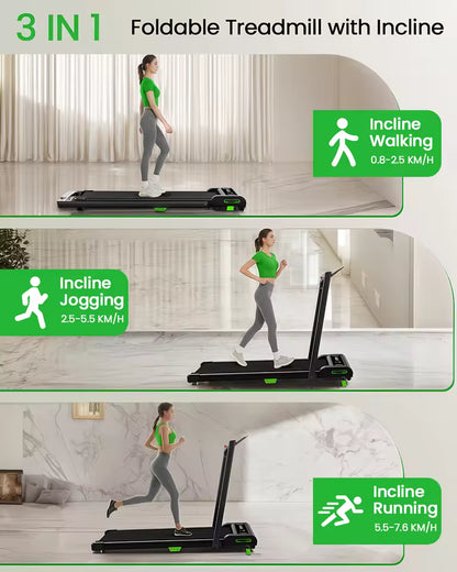 2-in-1 Folding Treadmill With LED Screen Electric Walking Pad for Home Gym Use Without Heart Rate Test