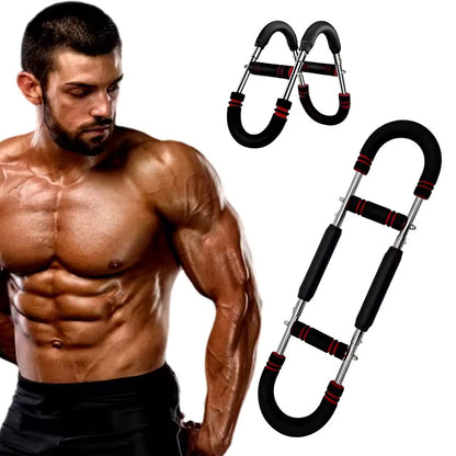 China in Stock EIGFOH Heavy Duty Steel U-Shaped Adjustable Tension Arm Chest Expander Bar Model 70053-13 Gym Workout