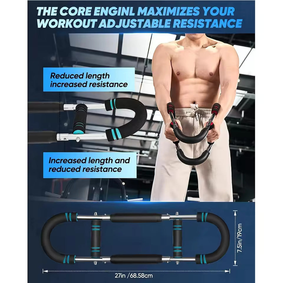 China in Stock EIGFOH Heavy Duty Steel U-Shaped Adjustable Tension Arm Chest Expander Bar Model 70053-13 Gym Workout